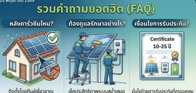 รวมคำถามยอดฮิต (FAQ) ก่อนตัดสินใจติดตั้งโซลาร์เซลล์