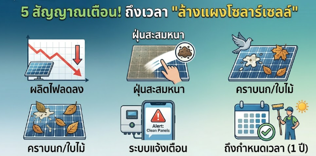 5 สัญญาณเตือน! ถึงเวลาต้อง "ล้างแผงโซลาร์เซลล์" แล้ว